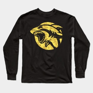 Hungry Angry Shark Black and Yellow Sketch gift idea for marine biologists Long Sleeve T-Shirt